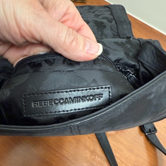 Rebecca Minkoff Crossbody Saddle Bag Black Nubuck Leather Vanity Satchel AUTH. - Picture 9 of 10